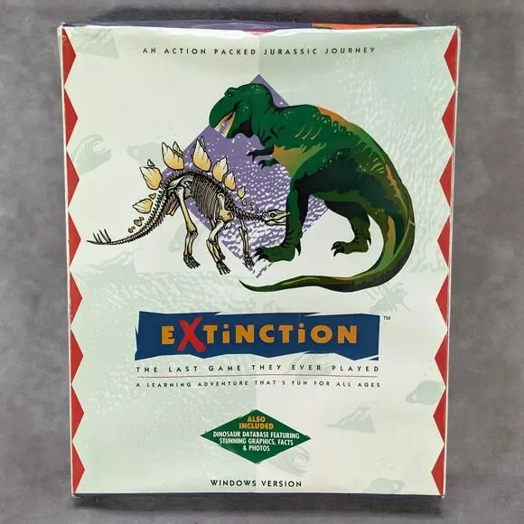 Vintage 1994 Extinction PC Game Windows Factory Sealed IDP Software Dinosaur
