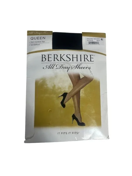 Berkshire All Day‎ Sheers Pantyhose Queen Size 3x-4x Black Sandalfoot