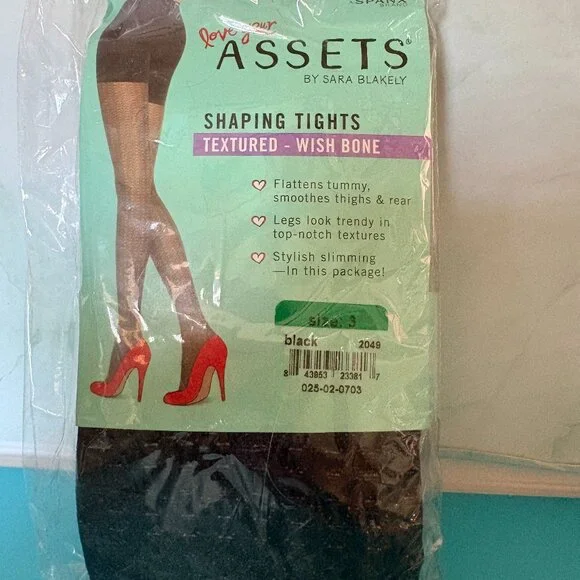 Shaping Tights Textured - Wishbone Size 3 Black - SPANX‎ Brand #2049