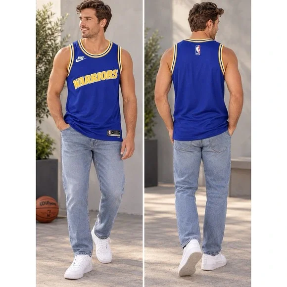 Nike Golden State Warriors HWC Nights Dri-FIT Jersey Mens M Blue NWT NBA -3765