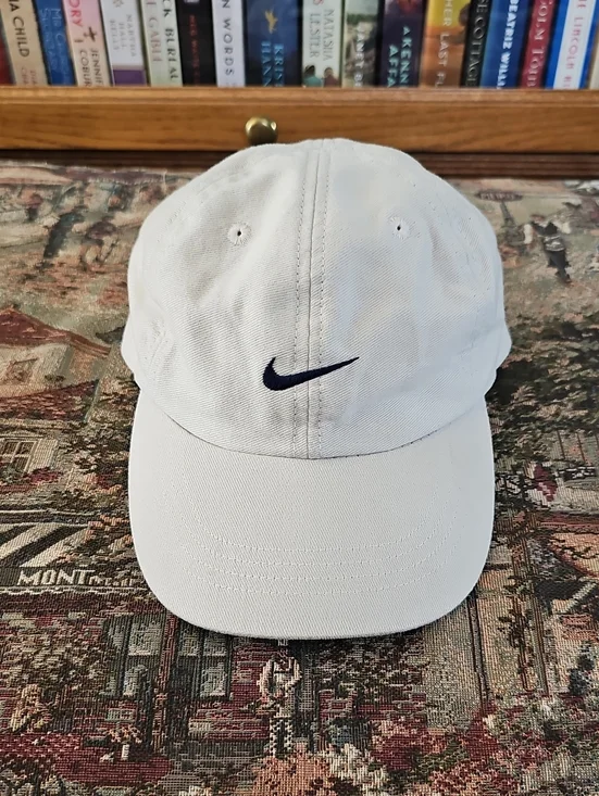 Nike Kids Tan Cap with Navy Swoosh