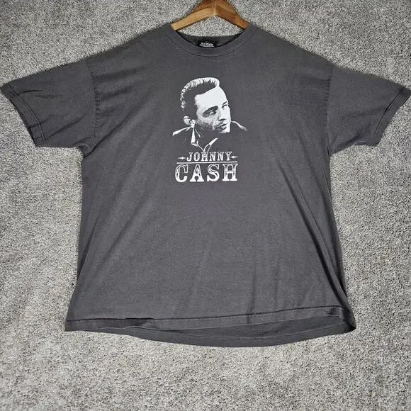 Vtg Johnny Cash T-Shirt Men's 2X Gray Tee Zion Rootswear Y2k Outlaw Country