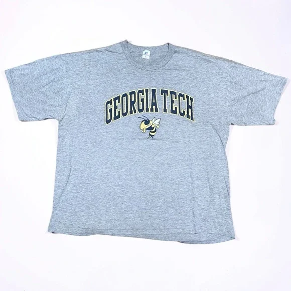 Vintage Georgia Tech Yellow Jackets Russell Athletic T-Shirt Men's XXL Gray
