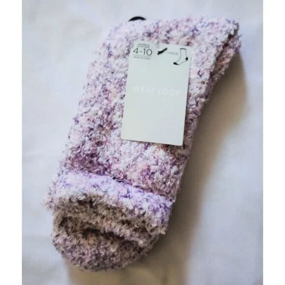 NWT West Loop Pink Speckled Fuzzy Socks sz 4-10 Womens