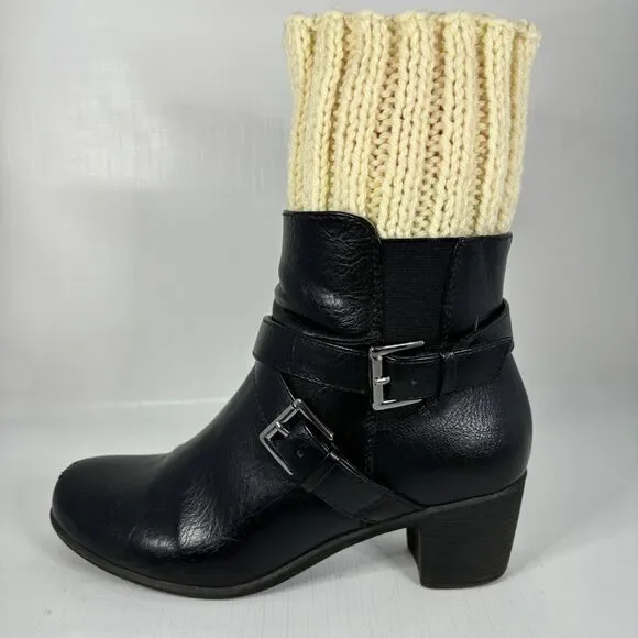 Reversible Boot Toppers Ribbed Knit Boot Cuffs One Size Layering Cottage Hiking