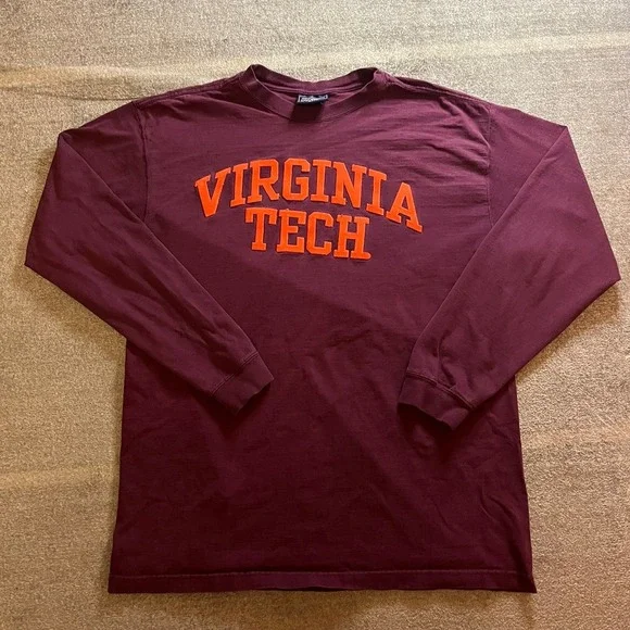 Vintage Jansport Virginia Tech Long Sleeve Shirt Mens Large Maroon VT Hokies
