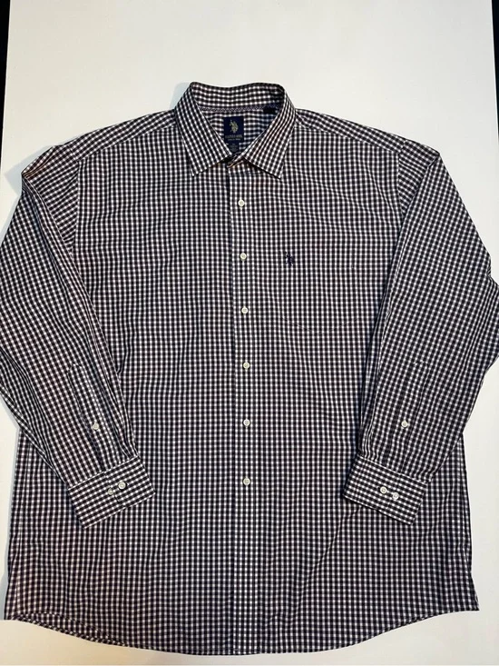 U.S. Polo Assn. Men’s XL 17-17.5 34/35 Wrinkle Free Check Dress Shirt
