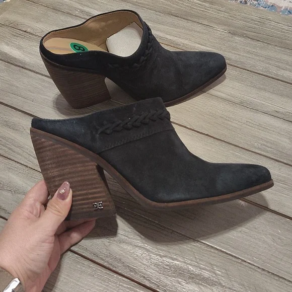 New Sam Edelman Alison Leather Mules In Black Size Woman's 8
