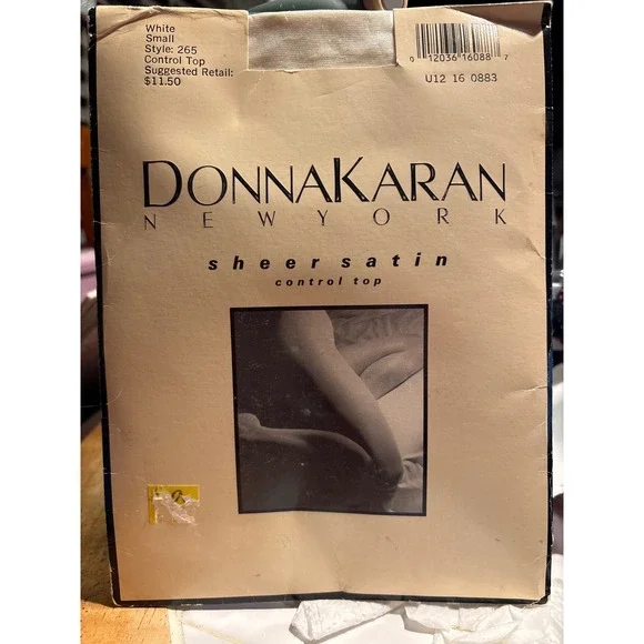 Donna Karan Sheer‎ Satin Tights Women Small White NEW Control Top Style 265