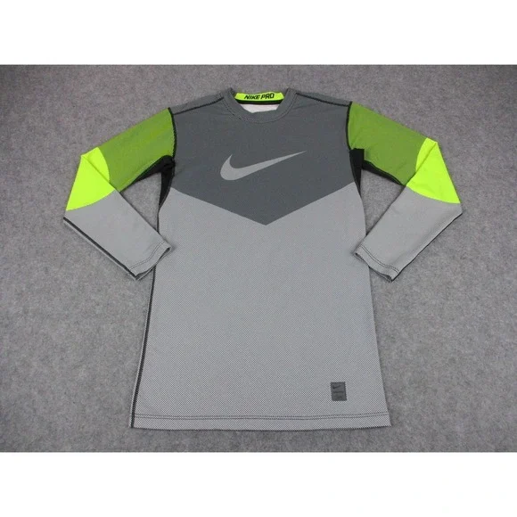 Nike Pro Shirt Mens Large Gray Dri-FIT Compression Long Sleeve Running Training