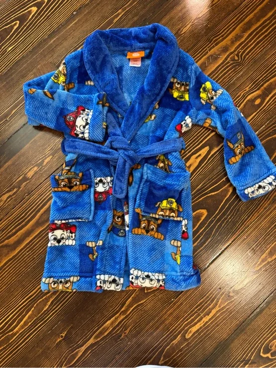 Nickelodeon Paw Patrol Plush Blue Kids Robe with Character Print