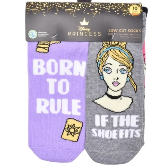 Disney Princess Womens' 10-Pack Low-Cut Socks