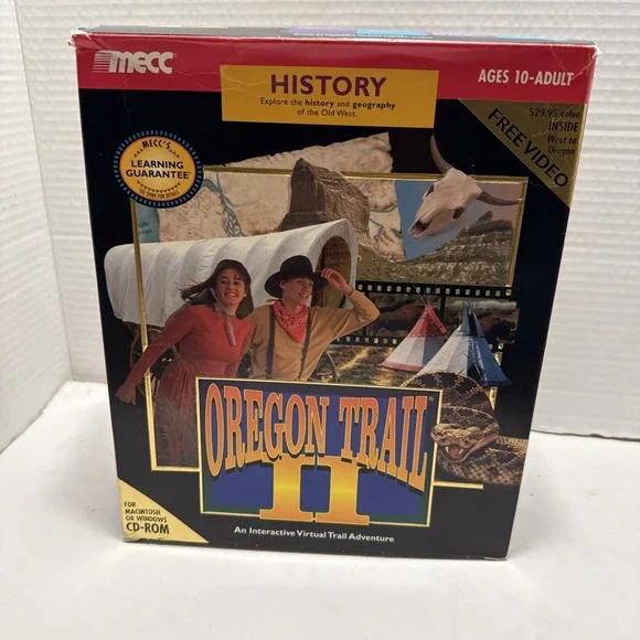 Vintage Oregon Trail II CD-ROM for PC Or Macintosh MECC (1994) With Box &‎ VHS