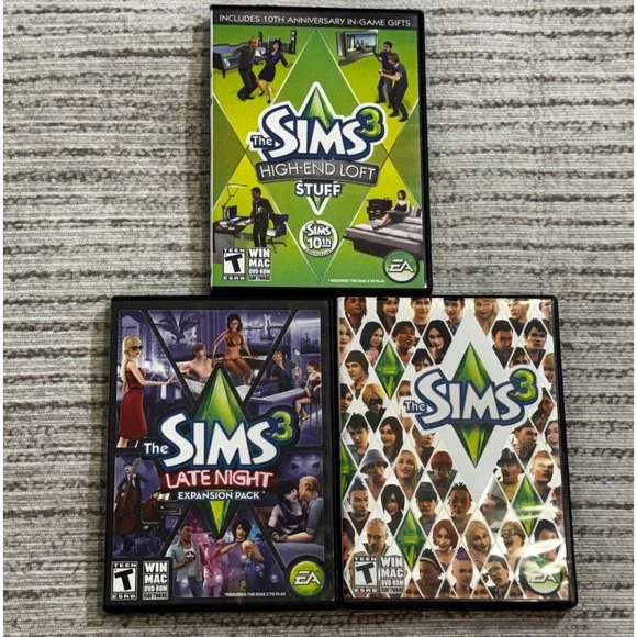 The Sims 3 PC Mac Bundle Base Game Late Night Expansion High-End Loft Stuff Pack