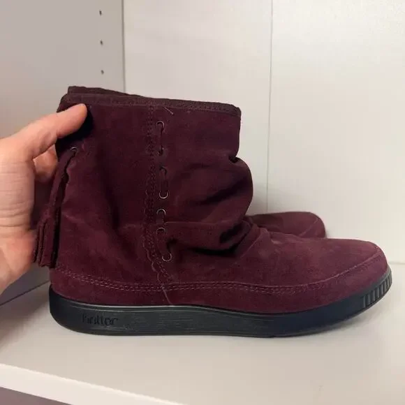 Hotter burgundy suede ankle boots