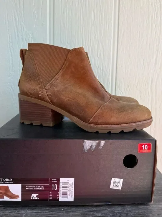 Sorel Tan Suede Chelsea Ankle Booties