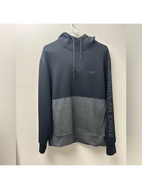 American Eagle Men’s‎ Black and Grey Active Flex Pullover Hoodie