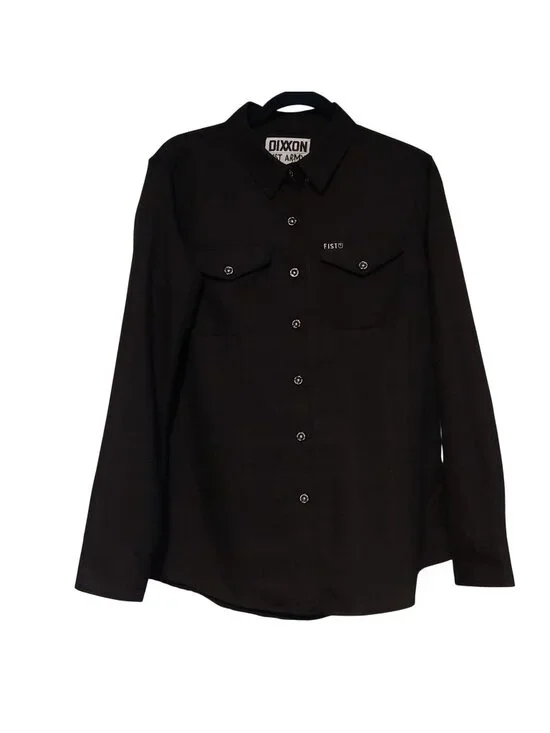 DIXXON Fist Army Glove Lords Button Shirt Moto Biker Workwear Rocker L