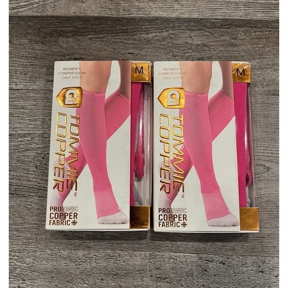 Tommie Copper Compression Socks Lot‎ of 2 Over The Calf Womens Pink M (9-12) NIB