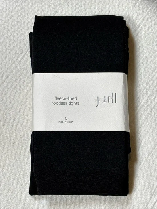 J. Jill Fleece-Lined Footless Tights-Black-Women Size Small