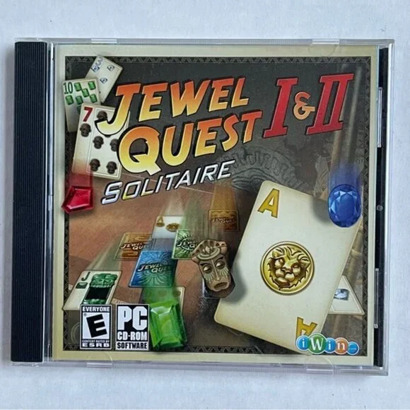 Jewel Quest Solitaire‎ I and II PC Games CD ROM E ESRB iWin Games Holiday Gift