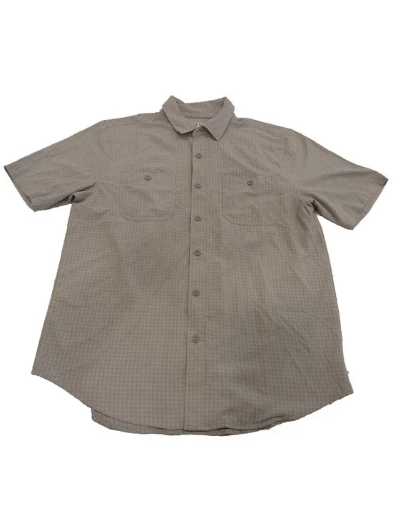 Orvis Shirt Mens Medium Gray Micro Plaid Short Sleeve Button Down Stretch M
