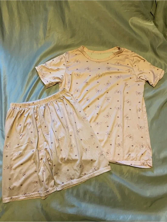 Kids Short Sleeve Pajama Set in Light Pink