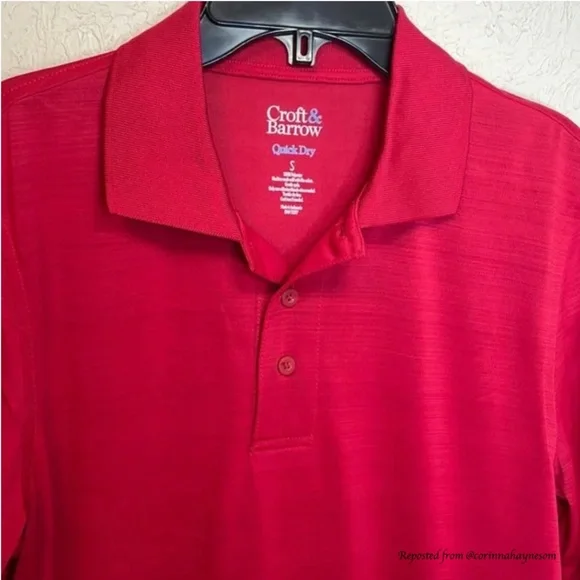 Croft & Barrow Mens Red Polo Quick Dry Shirt in XXL