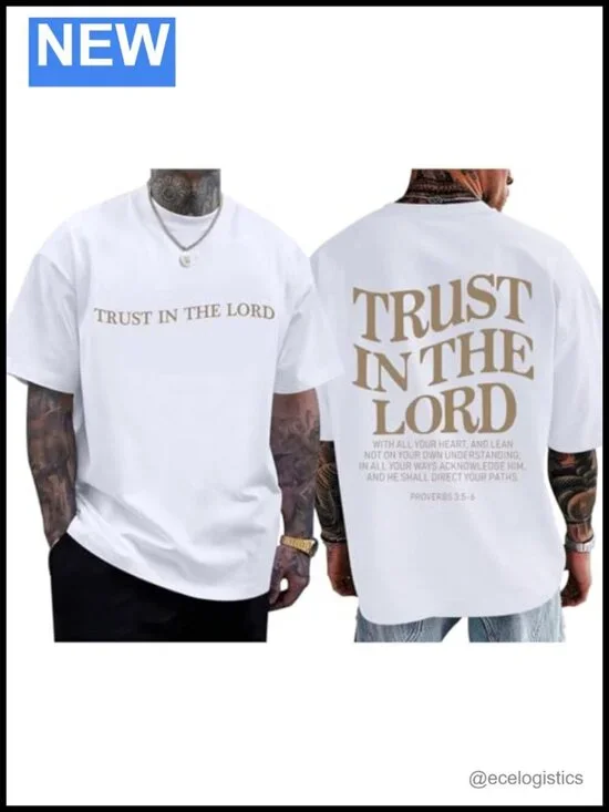 Christian Jesus Faith Bible Verse Oversized Graphic Cotton Tee Men