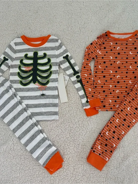 New boys Sz 6 Celebrate It Orange, Gray & Green Halloween Pajama Set