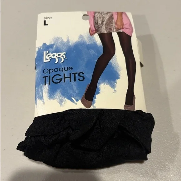 L’eggs - opaque tights. NWT. New. Black. Size large