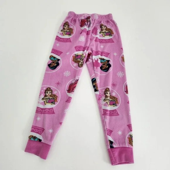Disney Princess‎ Pink Fleece Pajama Pants Snow Globe Ariel Belle Jasmine size 5T