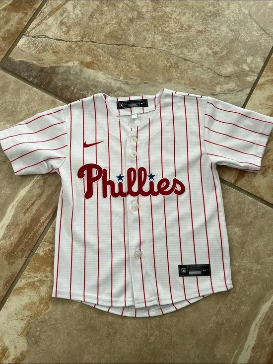 Nike Kids Phillies White Red Pinstripe Baseball Jersey