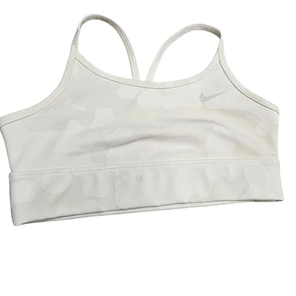 Nike Sports Bra Kids Large White Camo Dri-FIT Mesh Lined Athletic Activewear‎