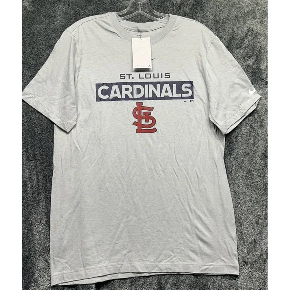 Nike Mens Size M Gray Short Sleeve ST. Louis Cardinals Baseball T Shirt New