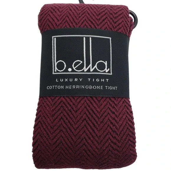 Burgundy Cotton Tights Tall Herringbone Opaque Red Wine B.ella New T Warm Cozy