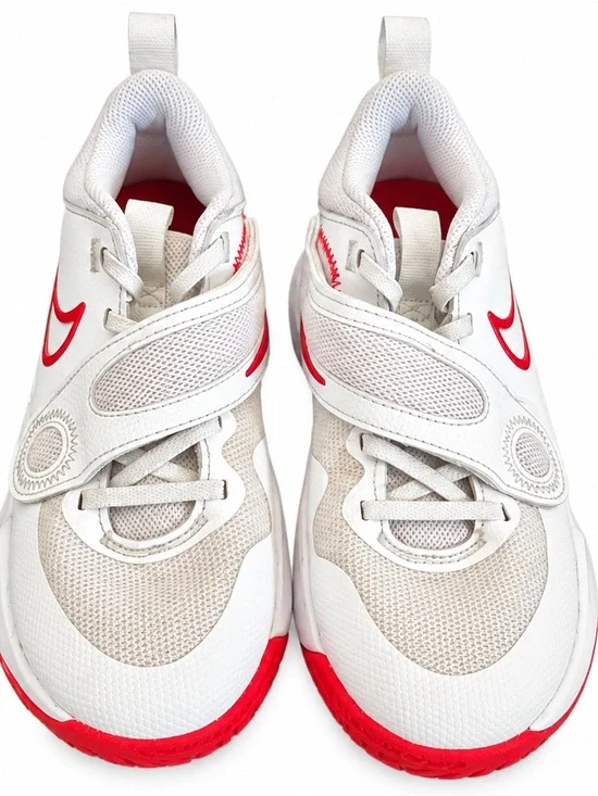 Nike Team Hustle D 11 Big Kids 3.5Y White Track Red Basketball Shoes