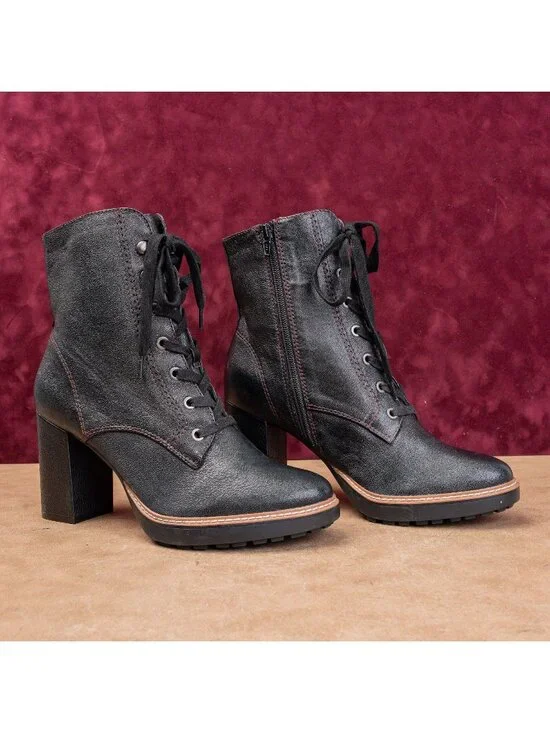 Naturalizer Women Alli Black Leather lace-up Zip Fashion Party Wide Boots sz 10