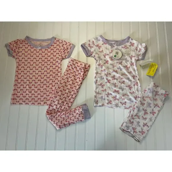 NWT Milkberry Bamboo 4 Piece Pajama Set Tops Bottoms - Size Girl's‎ 5T