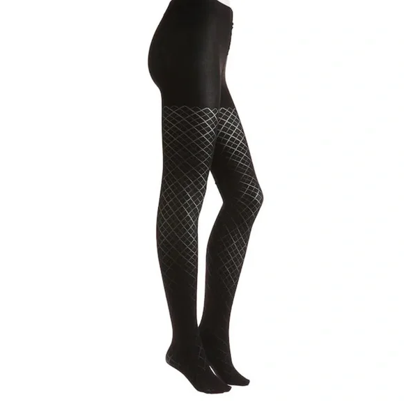 Memoi diamond argyle tights black medium large 130-175 lbs