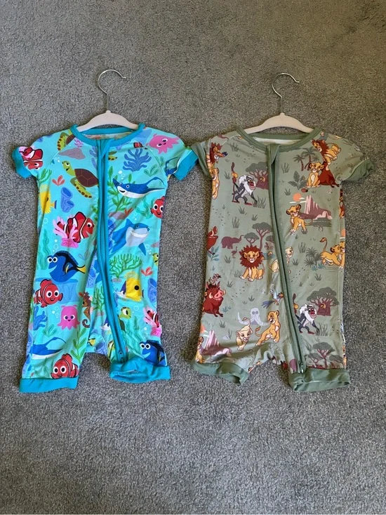 Little Sleepies Short-Sleeve Zip Romper Pajamas