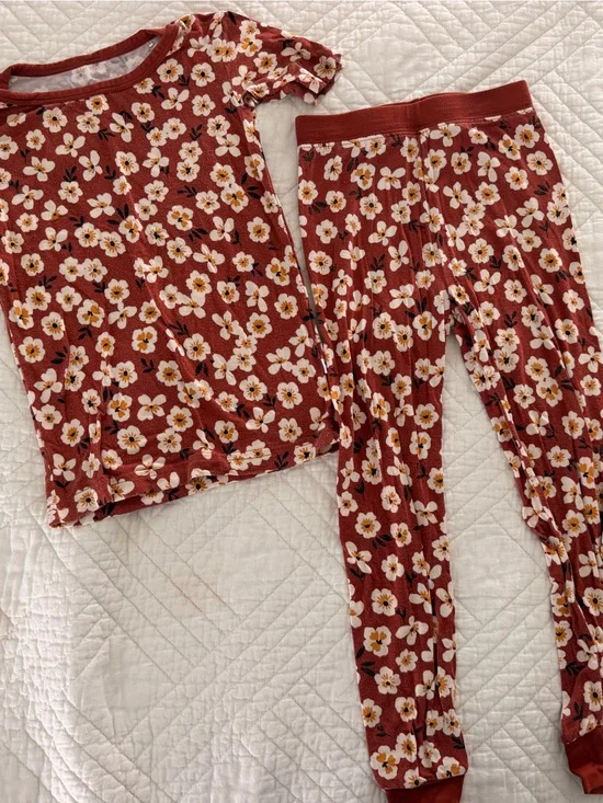 Little sleepies Mocha Blossom short sleeve top long sleeve pants 3T