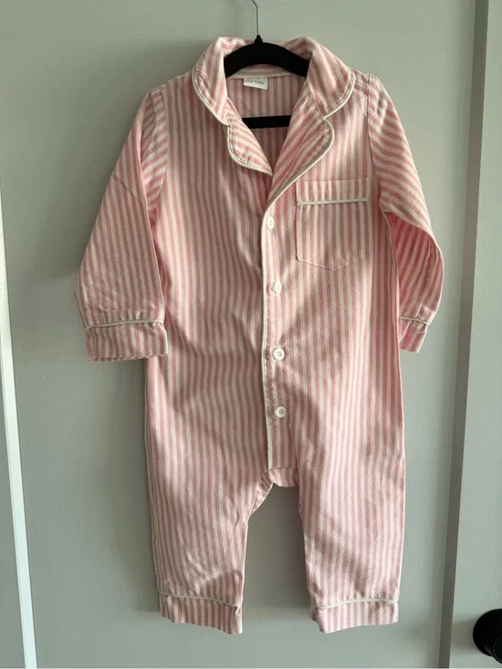 Pink Striped Kids One-Piece Pajama Romper