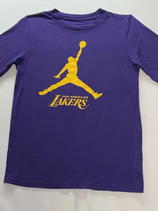 Nike Purple Long Sleeve Lakers Graphic Tee with Yellow Logo