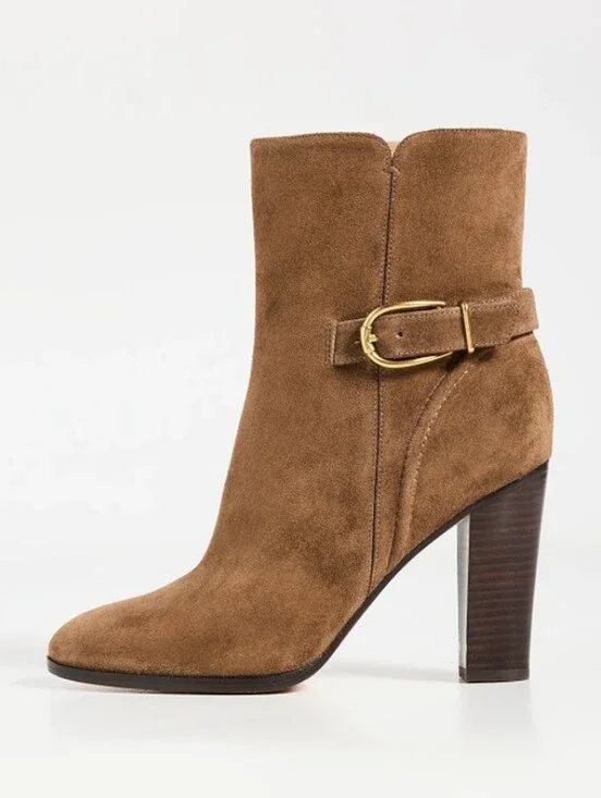 NWT Veronica Beard Viv Suede Ankle Booties in Mocha Brown
