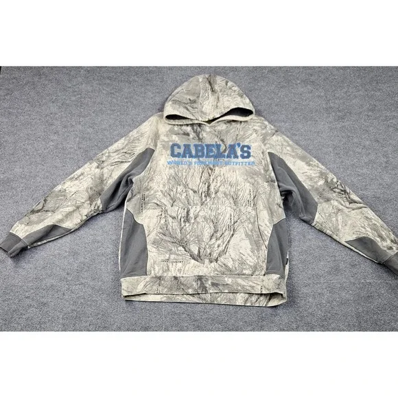Cabelas Mens XL Seclusion 3D Open Country Camo Hoodie Gray Blue Pullover