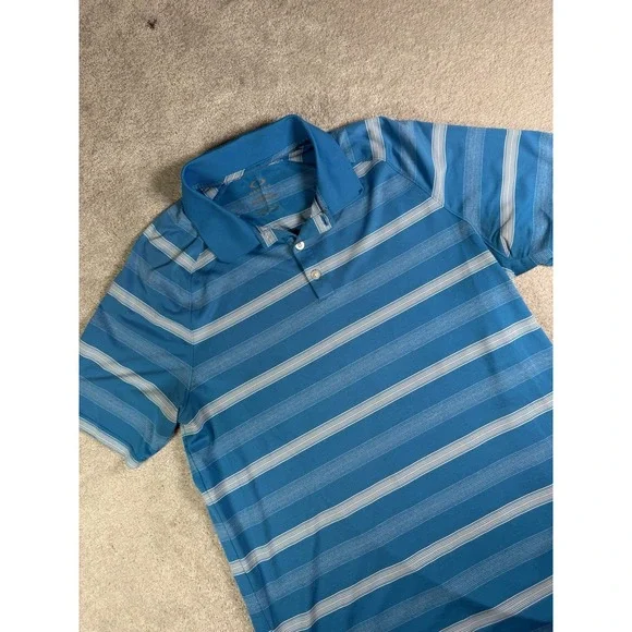 Oakley Golf Polo Shirt Mens L Blue Striped Hydrolix Performance Regular Fit