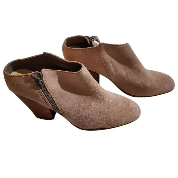 Dolce Vita Women's Suede Leather Zip Heeled Booties Ankle Boots Shoes