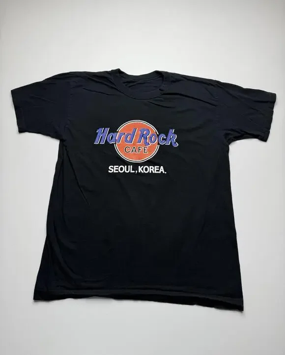 Hard Rock Cafe Shirt Mens Black Seoul Korea Graphic Tee Travel Rock Music Read