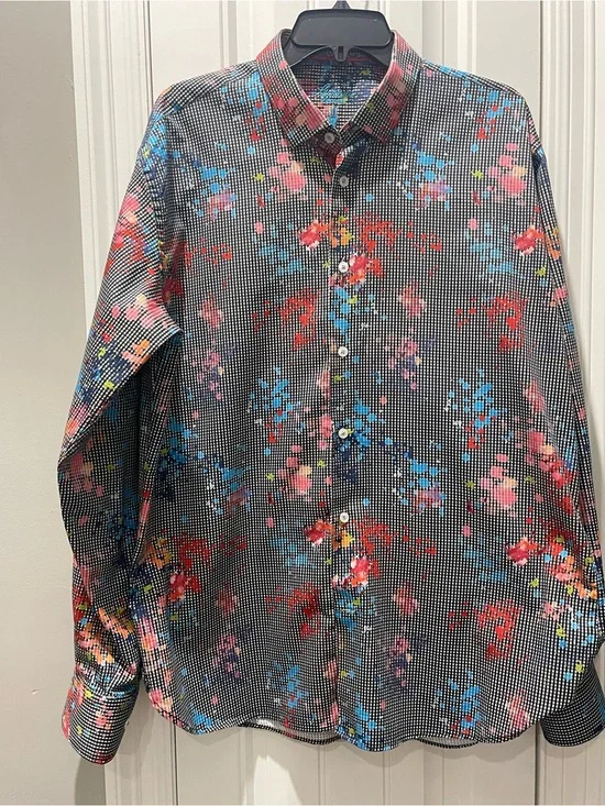 Luchiano Visconti Men’s Paint Splash Button Down Shirt